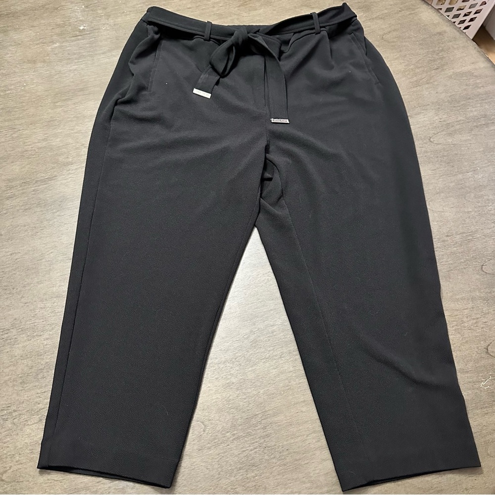Anne Klein Black Tie-Waist Trousers